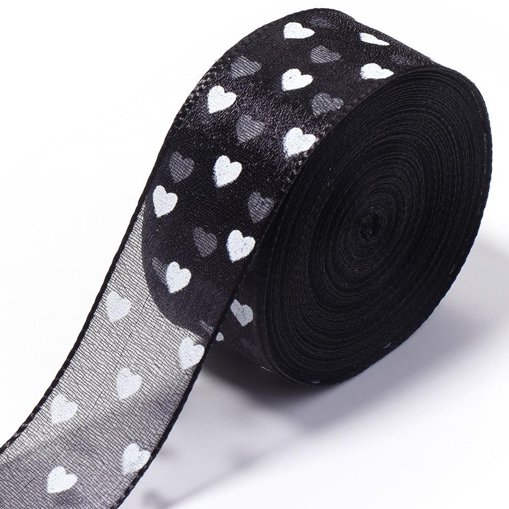 Heart Print Heart Ribbon Sheer Organza Craft Ribbon Gift Embellish Organza Tape Garment Trim