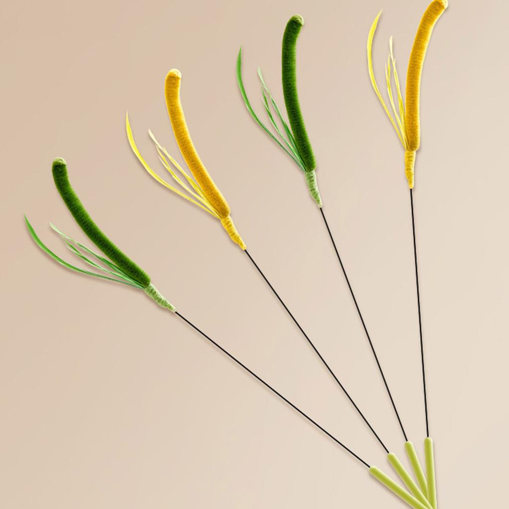 Pet Cat Teaser Rod for Stimulating Feline Curiosity Wand with Foxtail Setaria Grass for Active Pets and Fun Exercise