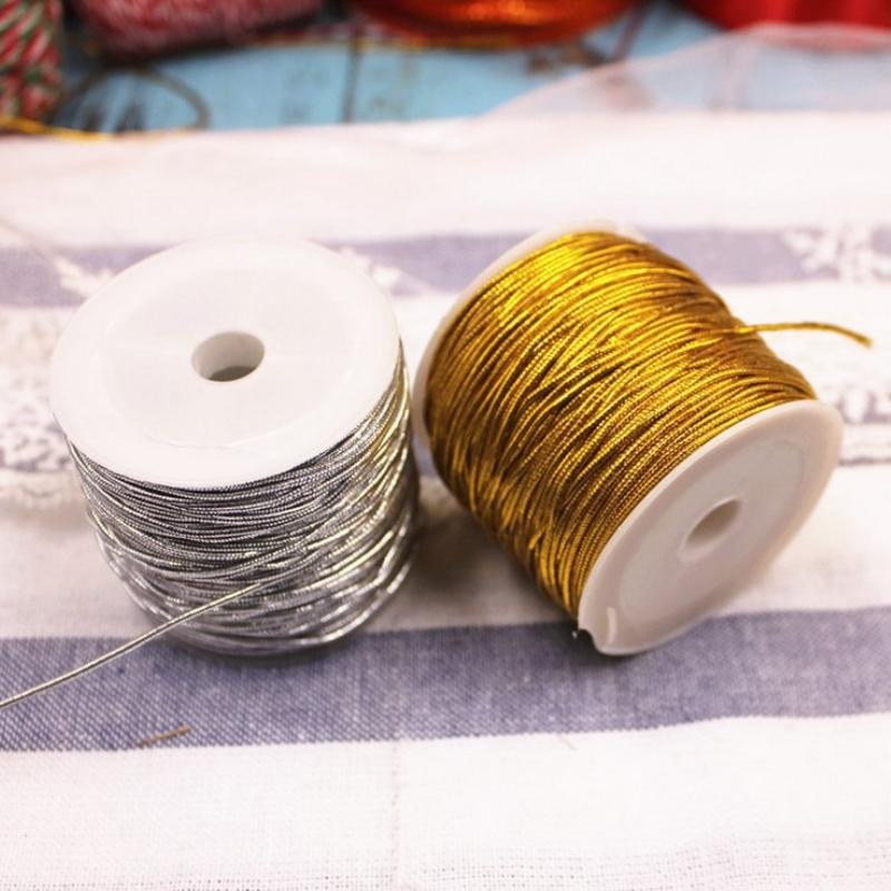 25M Gold Thread, Silver Thread, Gift Packaging Bag Tie, Packaging Rope, Decorative Elastic Packaging Rope