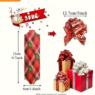 Christmas Gift Bow-Festive Plastic Ribbon Ties for Wrapping Decorations and Wedding Favors Birthday Basket Christmas Tree Themed