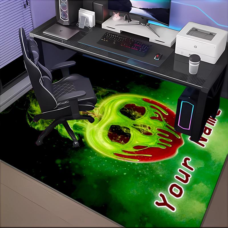 1PC Custom Name Halloween Poison Apple Theme Floor Mat Ideal for Living Room, Game Rooms, Office, Bedroom,Floor Mat Playful Design