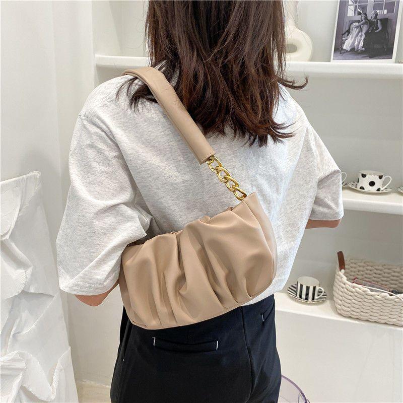 Geantă de damă cu stil avansat, la modă și versatilă, plisată, tip nor, geantă crossbody, cu bandă largă, geantă de umăr cu un singur braț, geantă de mână pentru femei