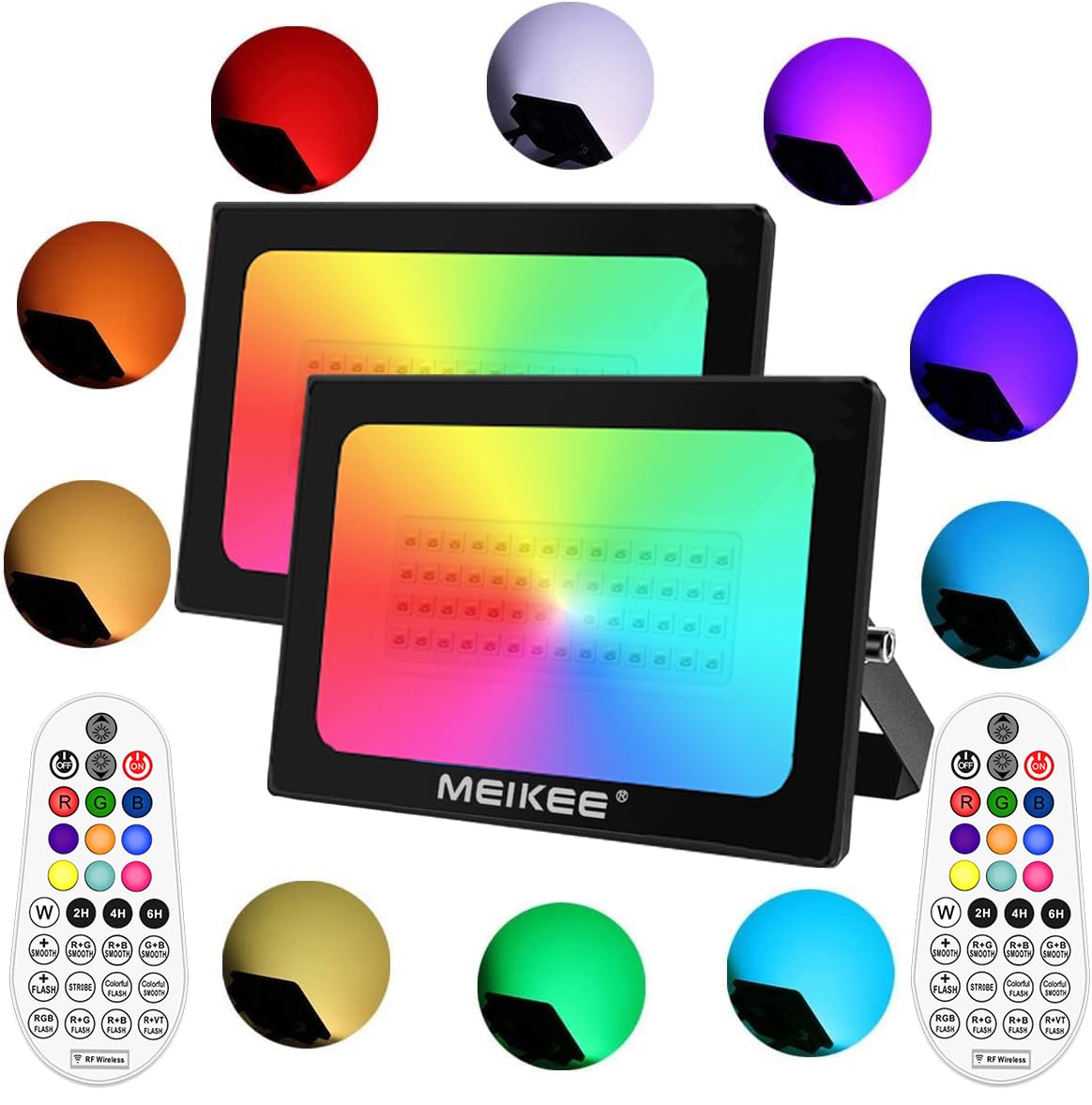 

MEIKEE RGB LED Прожектор, Уличный Атмосферный Прожектор, Регулируемая Яркость, 60 Вт, Водонепроницаемый и Пылезащищенный, Сценическое Освещение, Настенный Светильник, для Рождества,