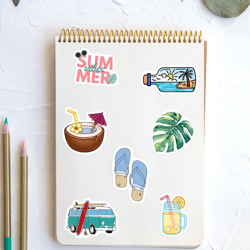 Summer Stickers Beach Surfing DIY Kids Toy Gift for Phones Laptops Bottles Cars Luggage Decorative Graffiti Waterproof Decal