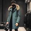 Winter men's white duck down jacket men's medium and long men's trend hooded thickened tooling men's coat