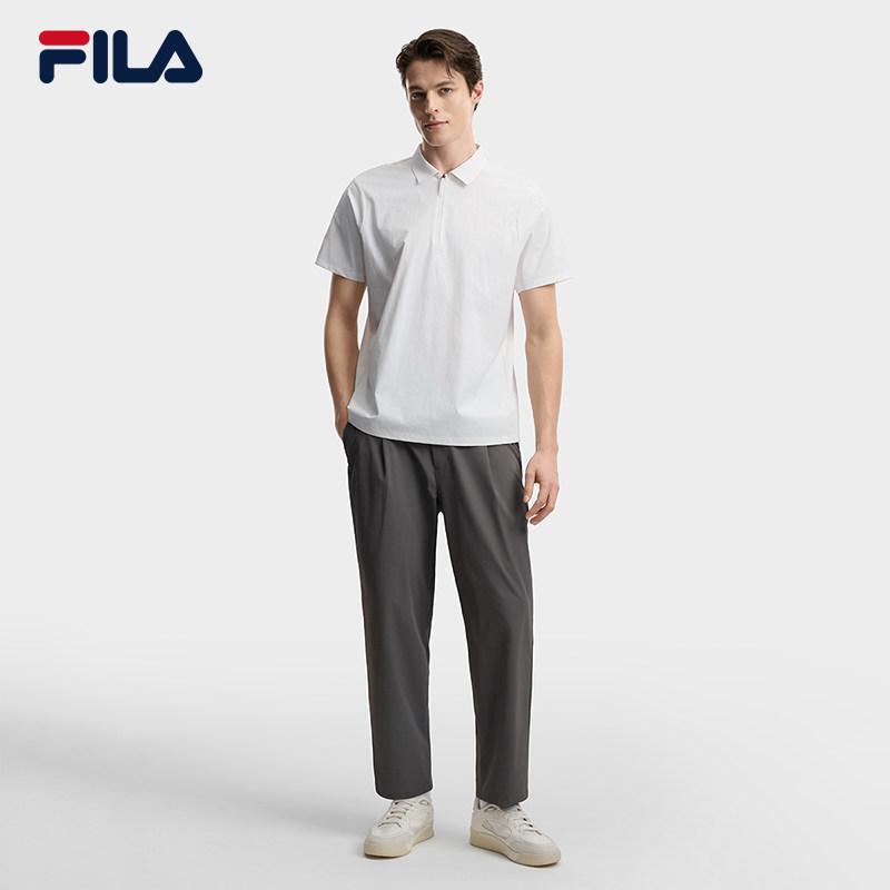 Fila White Fashion Classic Simple Casual Comfortable Loose Short Sleeve Polo Shirt Men tops Cloud-White F11M623125FWT