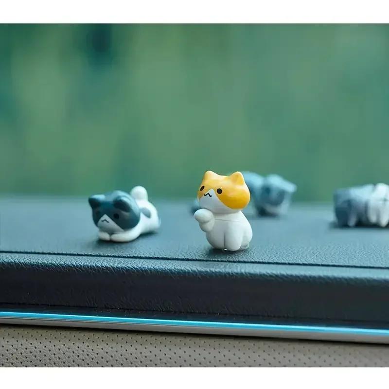 6pcs Adorable Cartoon Cat Figurines - Vibrant Screen Edge & Car Decor - Versatile Display Accents for Plant Arrangement Amagi