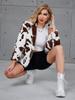 Damen Harajuku Kuhdruck Kunstfelljacke