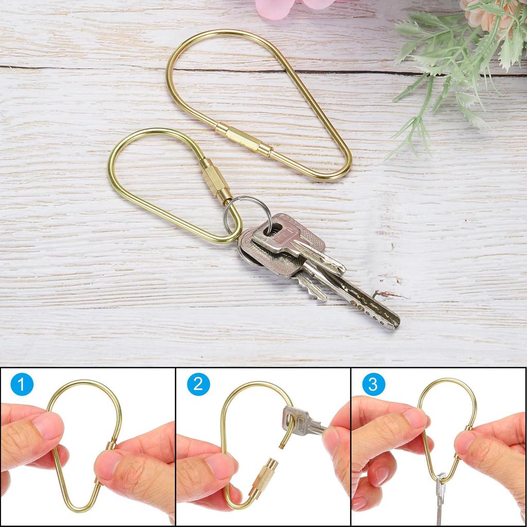 [PATIKIL] Brass Key Rings, Set of 5, 7mm Opening Screw Lock Clip Key Rings, Teardrop Shape Key Chain Clips for Keys