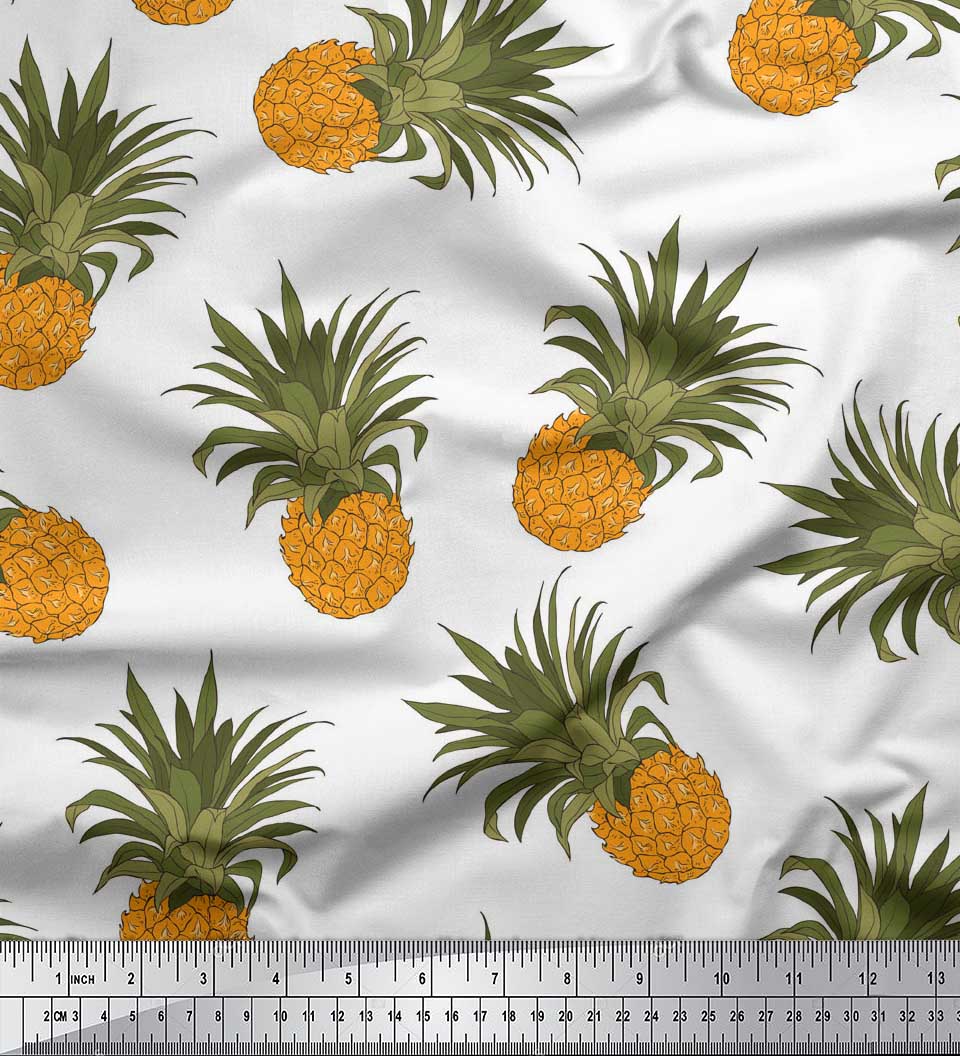 

Чорна японська креп-сатин Soimoi Тканина з принтом «Сосна» 1 метр 42 дюйма 42 Inch Wide - Poly Crepe білий