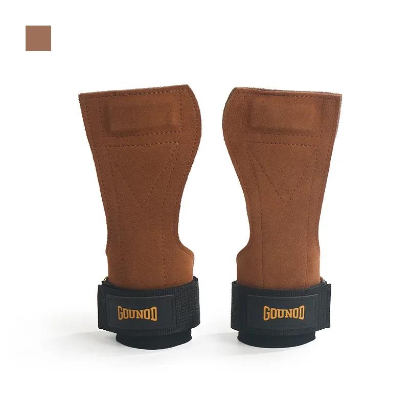 

1Pair Cowhide Gym Gloves Grips Slip-resistant Leather Gymnastics Guard Palm Protectors Pull Up Hand Grip Dumbbell Lifting Grip Pads