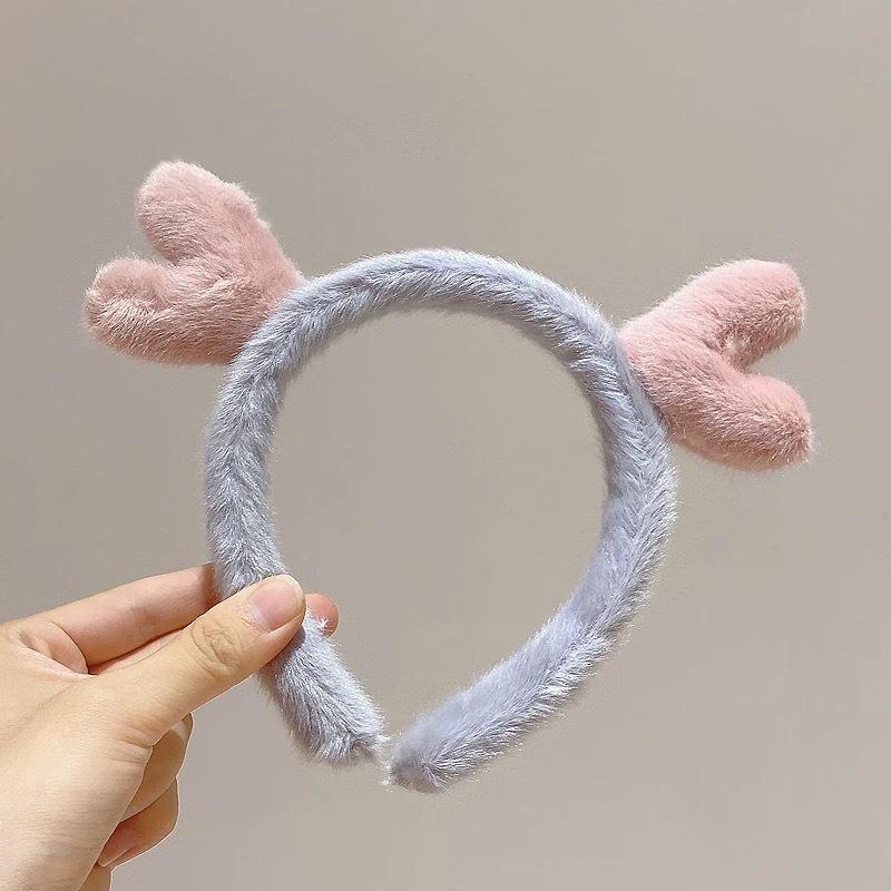 Plush antler face-washing headband women's facial mask wash makeup headband women's cute all-match out headwear