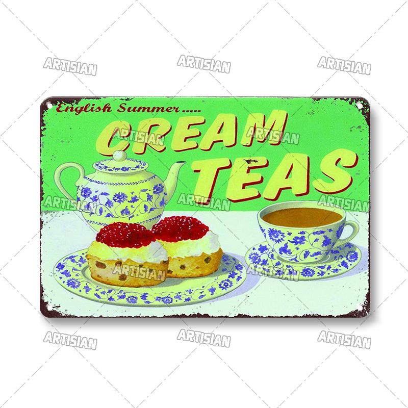 Vintage Coffee Metal Tin Sign Decorative Plate Retro Tea Time Metal Poster Home Bar Cafe Indutrial Decor Old Wall Metal Signs