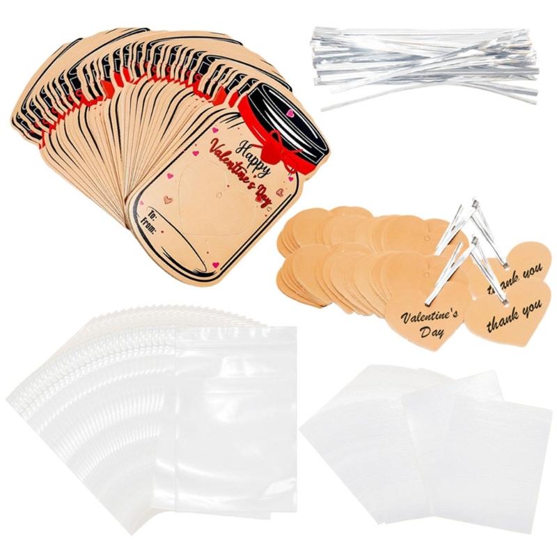 

50 Pieces Candy Jar Valentine Cards Set with Hollowed Out Heart Shape for Kids Gift Exchange Card School Class Classroom