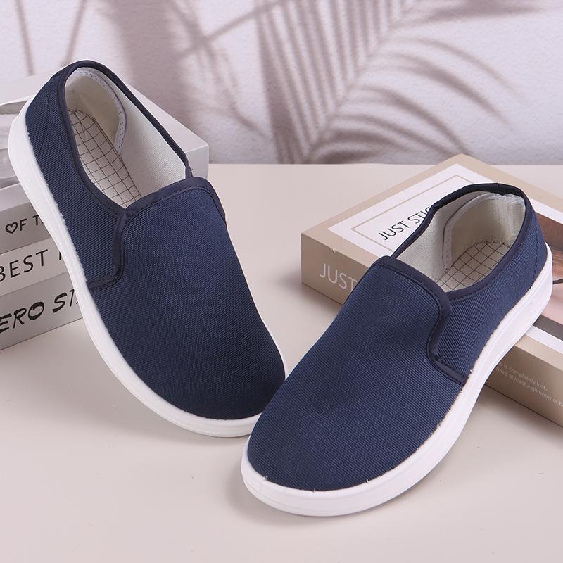 

Антистатические холщовые туфли с мягкой подошвой из полиуретана — дышащие, непыльные, рабочие туфли в полоску белого и синего цветов