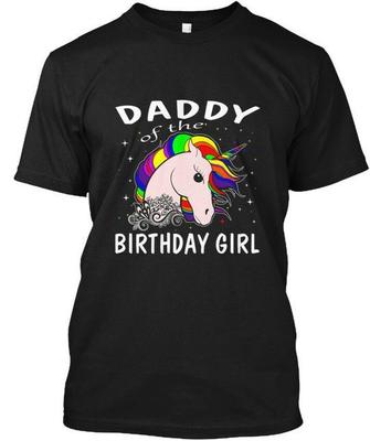 Unicorn Daddy Of The Birthd T-Shirt Made In the USA Size S To 5XL