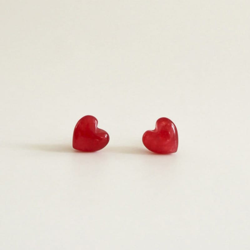 Modernlike 14k Gold Red Quartz Crystal Heart Earrings