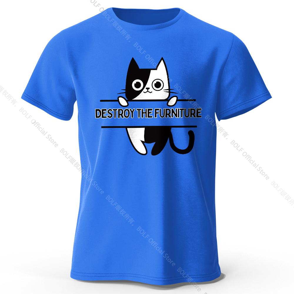 Destroy The Furniture Printed T-Shirt 100% Cotton Oversized Chaotic Graphic Tees for Men Women Summer Tops Anarchy Streetwear