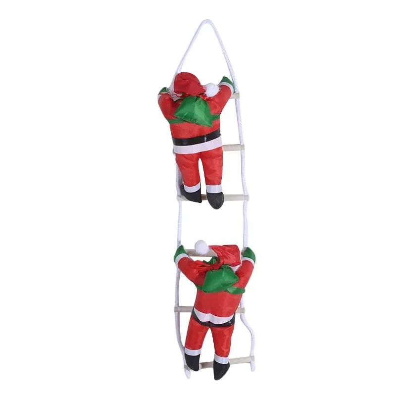 Santa Climbing Ladder Doll Christmas Tree Ornament Door Wall Hanging Decoration Indoor Holiday Gift