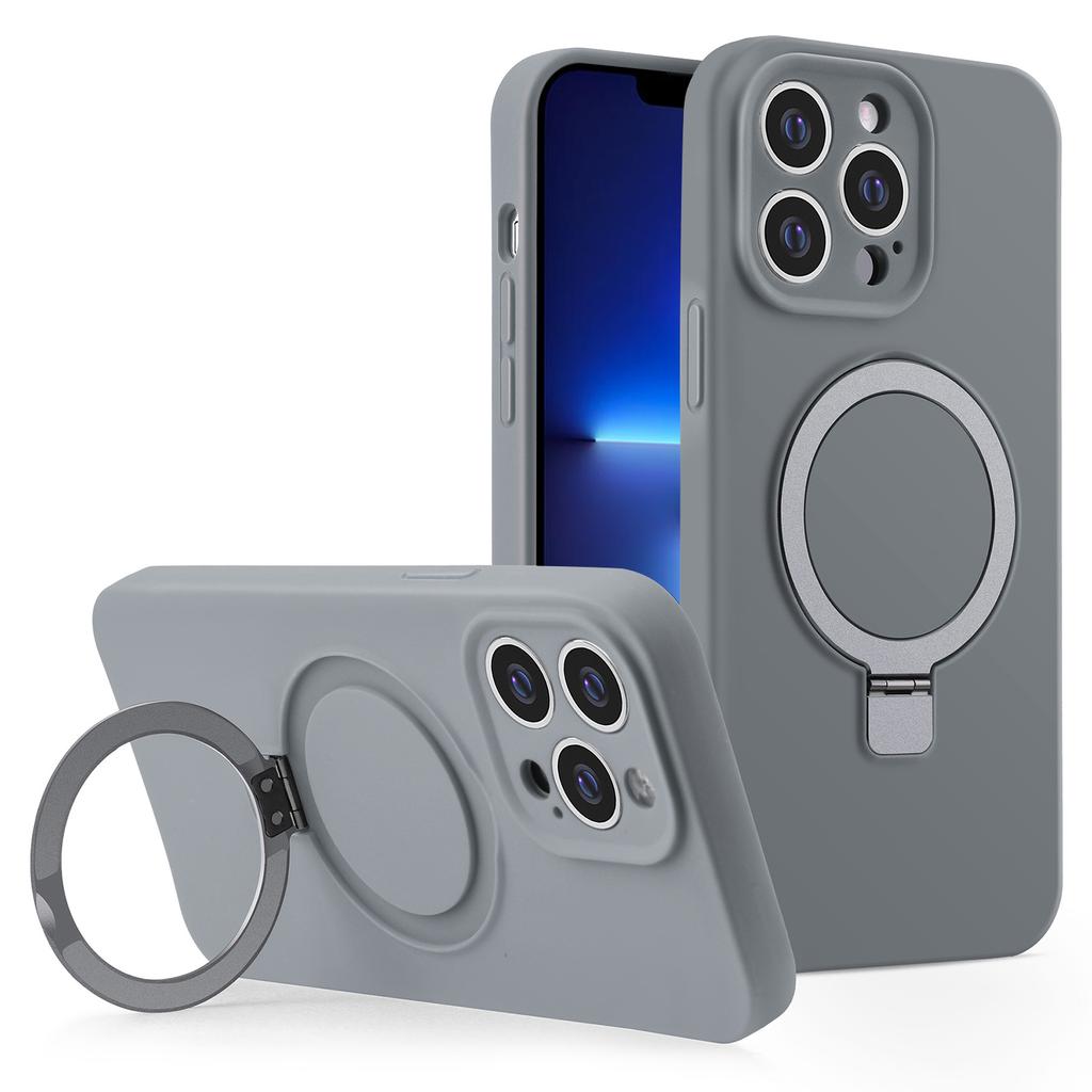 For iPhone 13 Pro Case Compatible with MagSafe Liquid Silicone Ring Kickstand Phone Cover