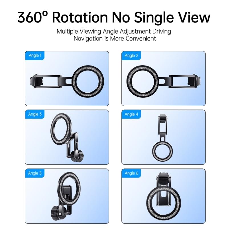 Aluminum Alloy 17mm Ball Head Magnetic Phone Mount With 360 Rotation For Car Vent Dashboard Stand
