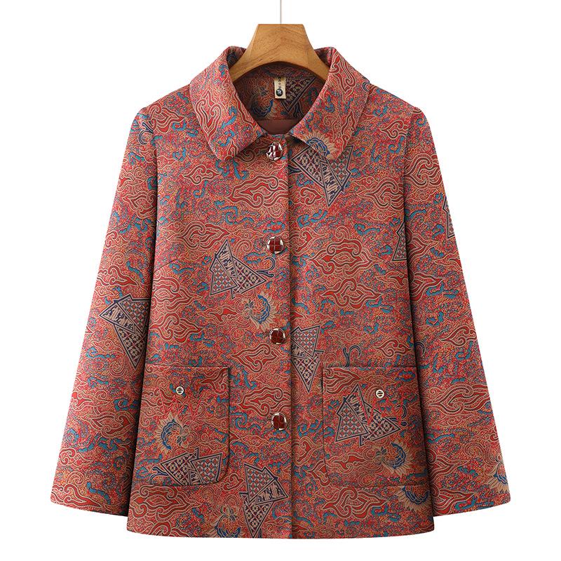 

2026 Stylish Spring/Autumn Lapel Jacket for Middle-Aged and Elderly Women 6XL (for 160-170 jin)