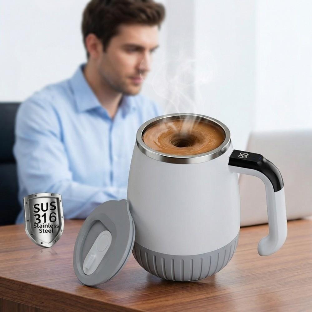 Smart Automatic Stirring Cup Temperature Display 316 Stainless Steel Electric Mixing Mug USB Rechargeable Auto Stirring