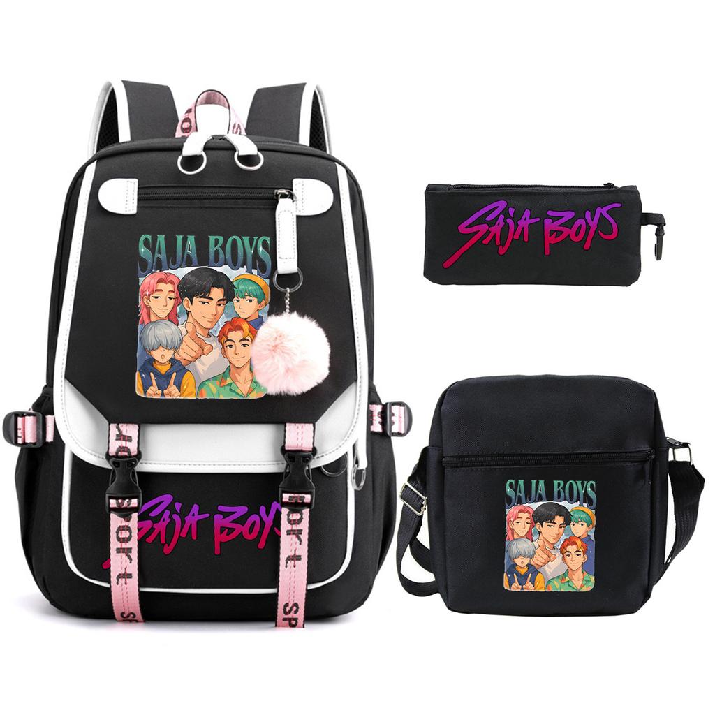 K-Pop Anime Cartoon Portable Shoulder Backpack Student Leisure School Bag Three-Piece Set