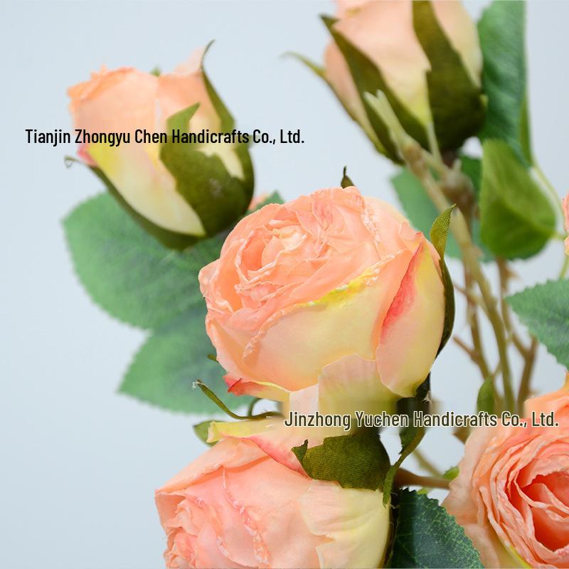 7-Head Snowflake Rose Silk Stem - Soft Decor for Hotel Lobby or Shopping Mall Festive Atmosphere