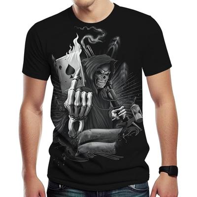 Men's Summer 3D T-shirt Fashionable Casual Loose Pattern Skull Print Round Neck Short Sleeved T-shirt Top S- 6XL