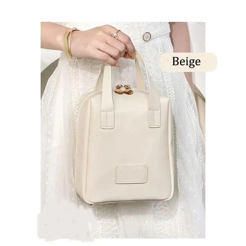 

Дорожная косметичка большой вместимости, портативная кожаная косметичка с ручкой-органайзером, многофункциональная водонепроницаемая косметичка бежевый