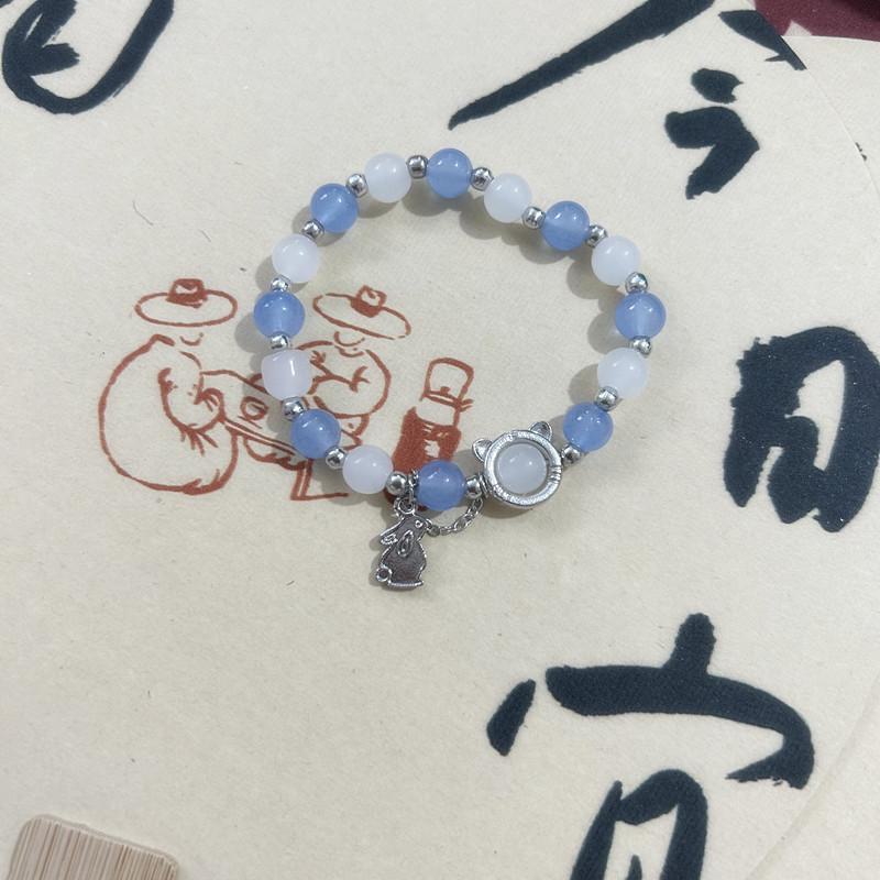 Elegant Beaded Elastic Rope Bracelet - Vintage Chinese Glass Beads for Girls
