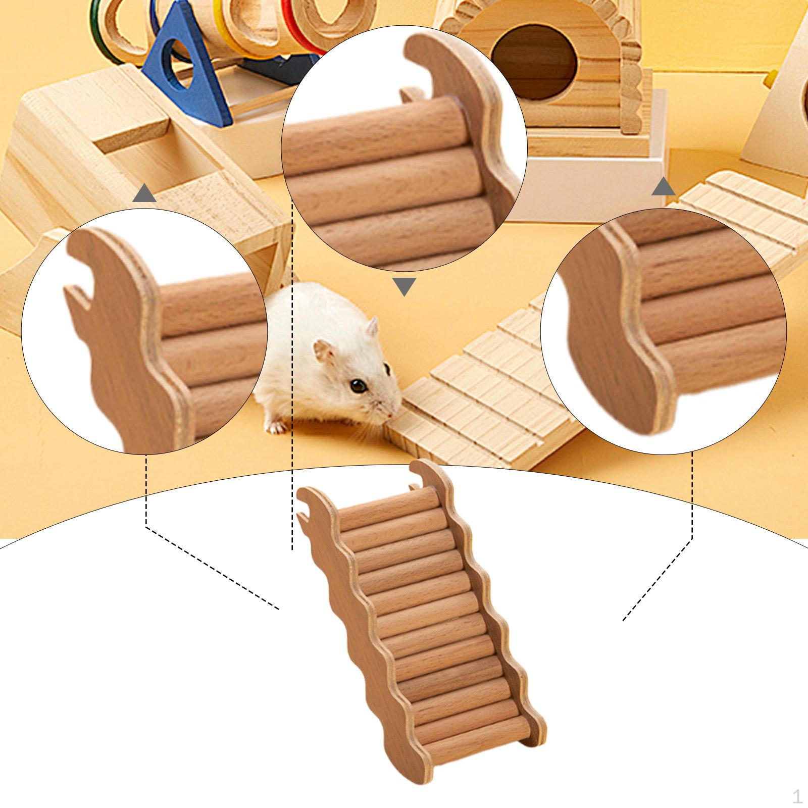 

Climbing Bridge for Hamsters, Wooden Stairs Accessory Small Pets 16.5cmx7.5cm