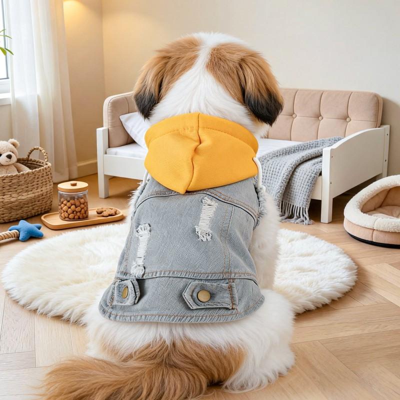 Pet Circle Dog Hoodie Fall Small Breed Puppy Fashion Denim Jacket Casual Wear