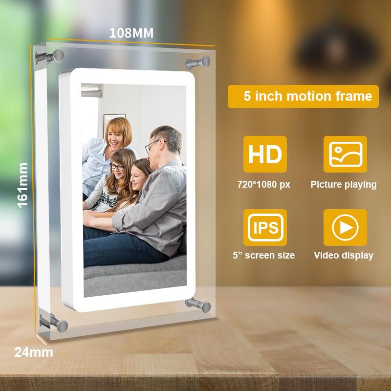 5 Inch Acrylic Digital Photo Frame 1000mAh IPS Screen Motion Frame High Definition Intelligent Electronic Album