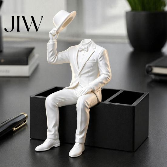 Office Desktop Decoration 3D Printed Sitting Gentleman Ornament, Minimalist Abstract Faceless Figurine, Figurine Aesthetic Art Sculpture for