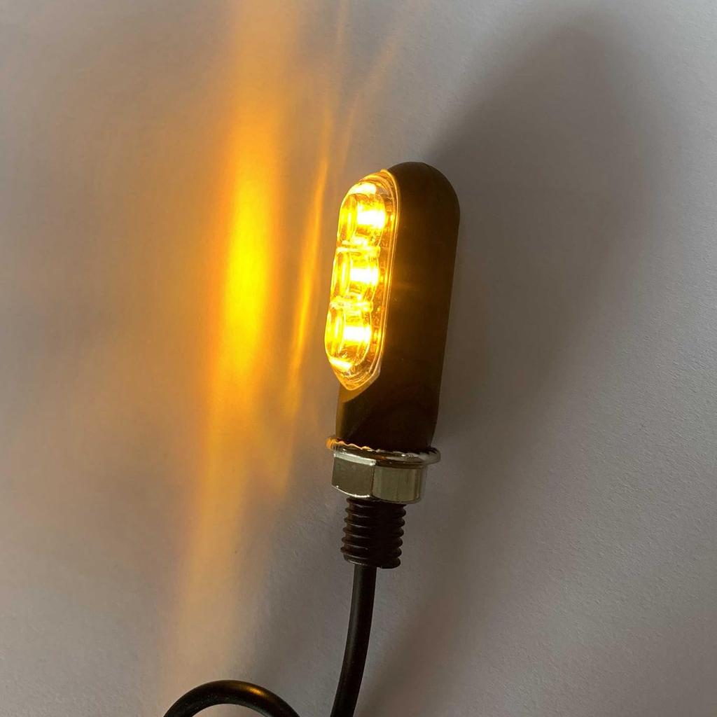 Klaxib 2pcs 3LED By Turn Signal Indicator Amber Lamp Handlebar Light Replacement Parts Accessories for Bike Scooter