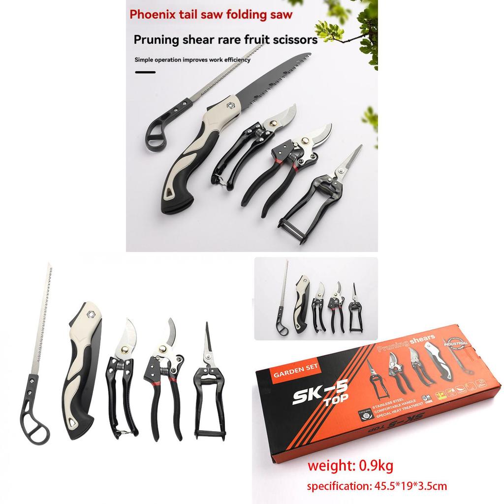 5pcs Stainless Steel Pruning Shears Gardening Tools Kit Multi Tool Set For Garden Plant Maintenance Trimming
