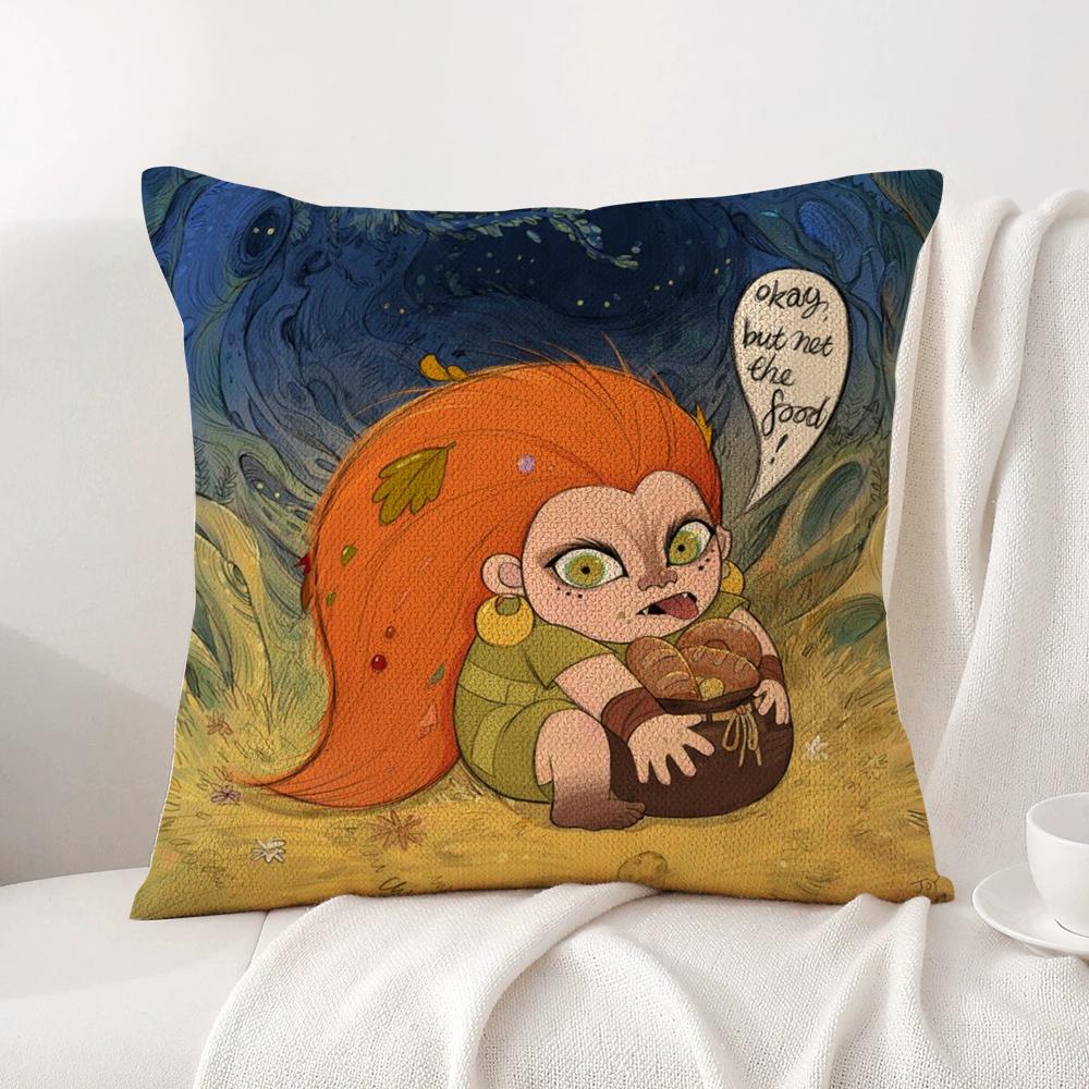 Ireland W-Wolfwalkers Cushion Cover Summer Coolness Linen Fabric Double-Sided Printing Pillow Case Sofa Home Decor Gift