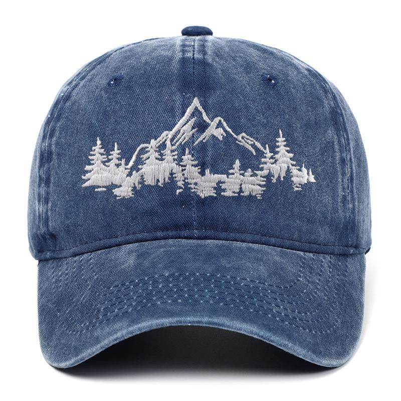 TEMU Mountain Forest Embroidered Flat Cap: Men's Outdoor Hiking & Fishing Hat, Women's Baseball Cap