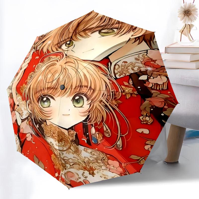 1pc Cherry Blossom Print Umbrella Automatic Opening & Closing, Foldable Design, Outdoor Use, Festival Gift for Fans, Travel, Daily Use.C008