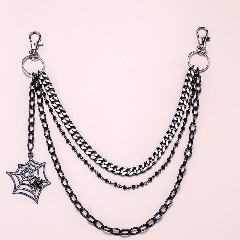 Punk Metal Pants Chain Hip Hop Waist Chain Spider Web Pendant Jeans Chain For Men Women Accessories Gifts