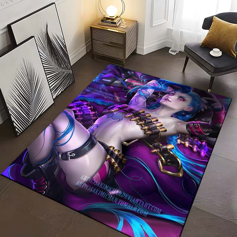 15 Size Game Lol Jinx-x Pattern Rug Carpet for Living Room Bathroom Mat Creative Doormat Carpet for Bedroom Home Decor