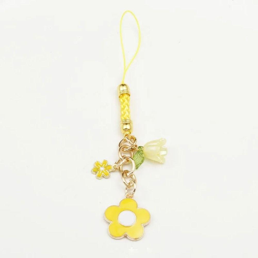 Short Style Mobile Phone Case Keychain Sakura Flower Phone Lanyard Mobile Phone Lanyard  Car Key
