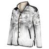 Women's Floral Print Stand Up Collar Pleated Cotton Long Sleeved Button Cotton Jacket