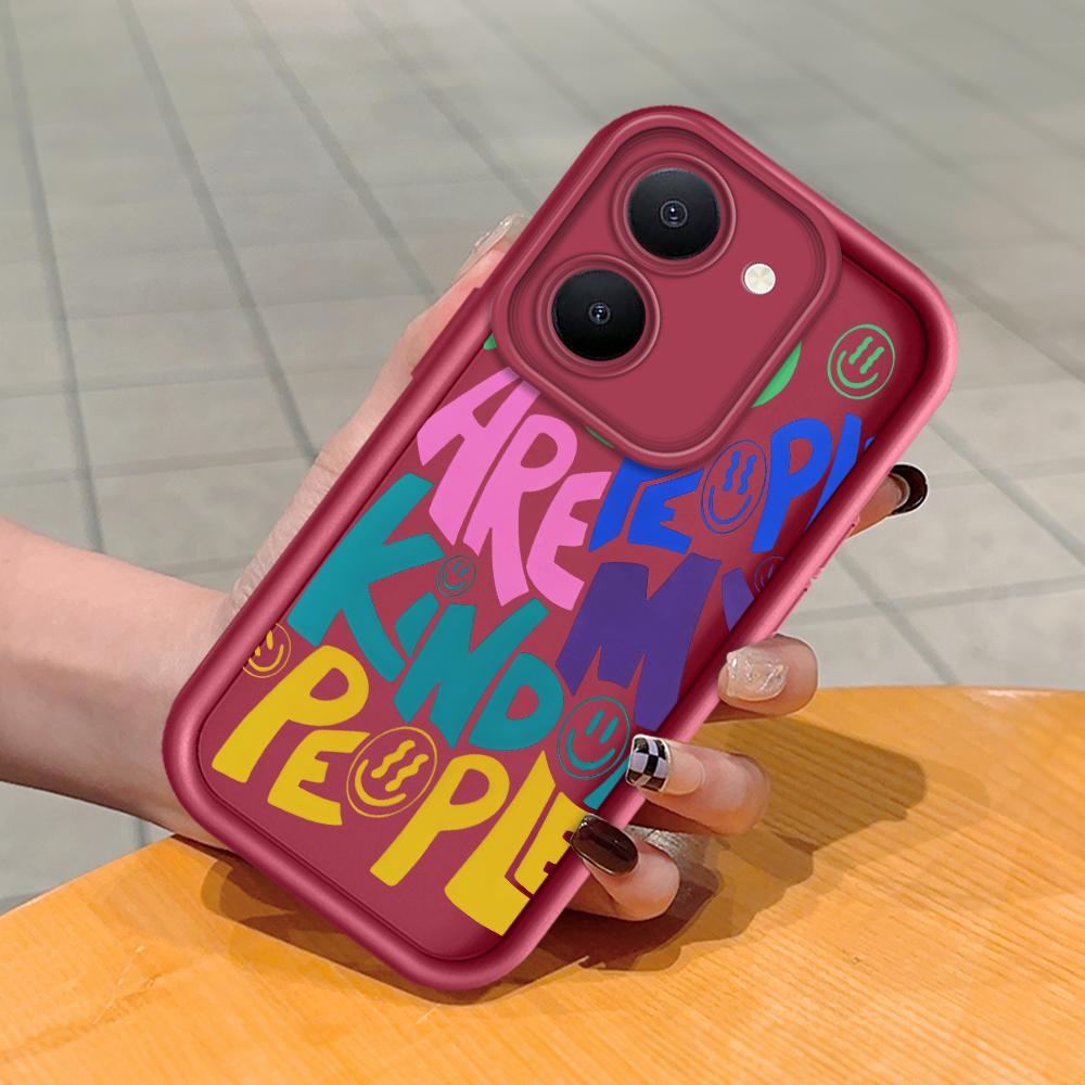 Soft Silicone Square Ladder Printing Pattern Phone Casing Full Cover Camera Shockproof Protection Rubber Case for Vivo