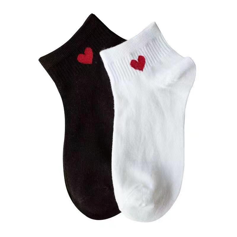 Șosete din Bumbac cu Inimă Drăguță Femei Modă de Vară Negru Alb Șosete Scurte Sport Fete Stil Drăguț Șosete Barcă Tub Scurt