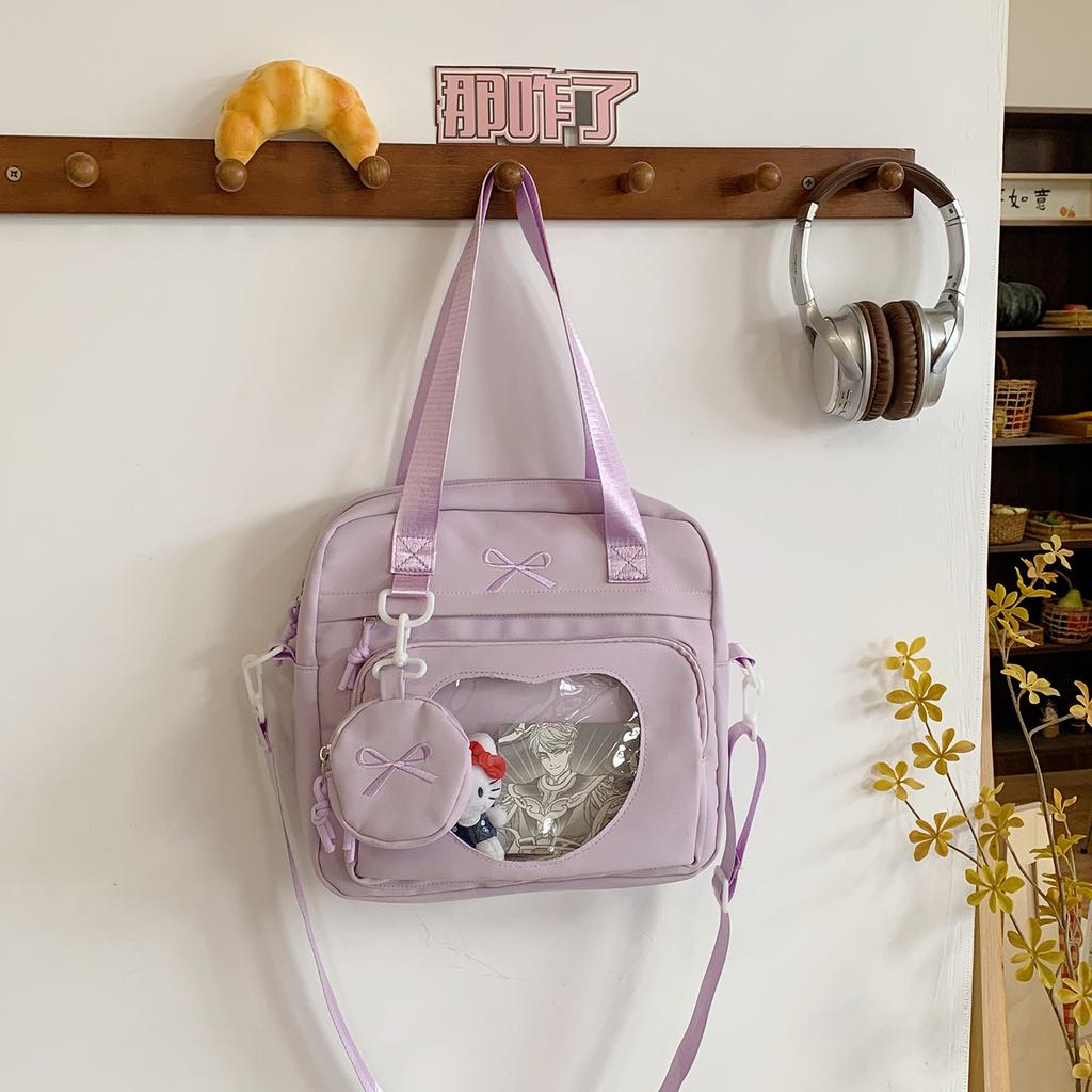 Bow shoulder bag Comic-Con transparent pain bag cute Japanese two-dimensional messenger bag student class tutoring bag woman