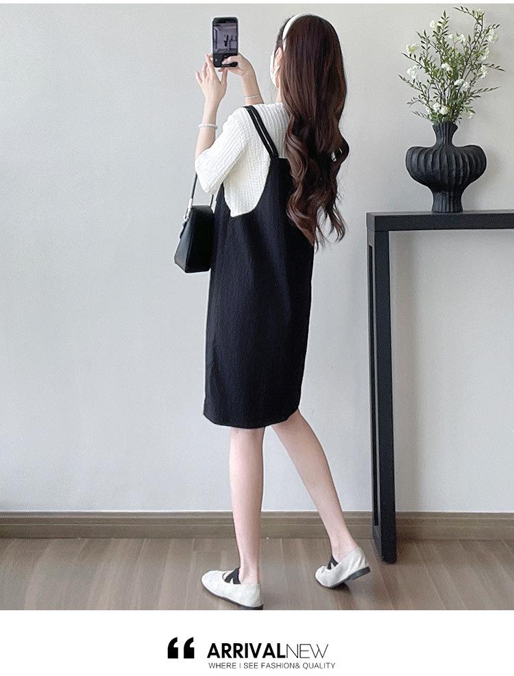 Summer Design Spliced Two-Piece T-Shirt Dress – Korean Style Loose Slimming Maternity Wear