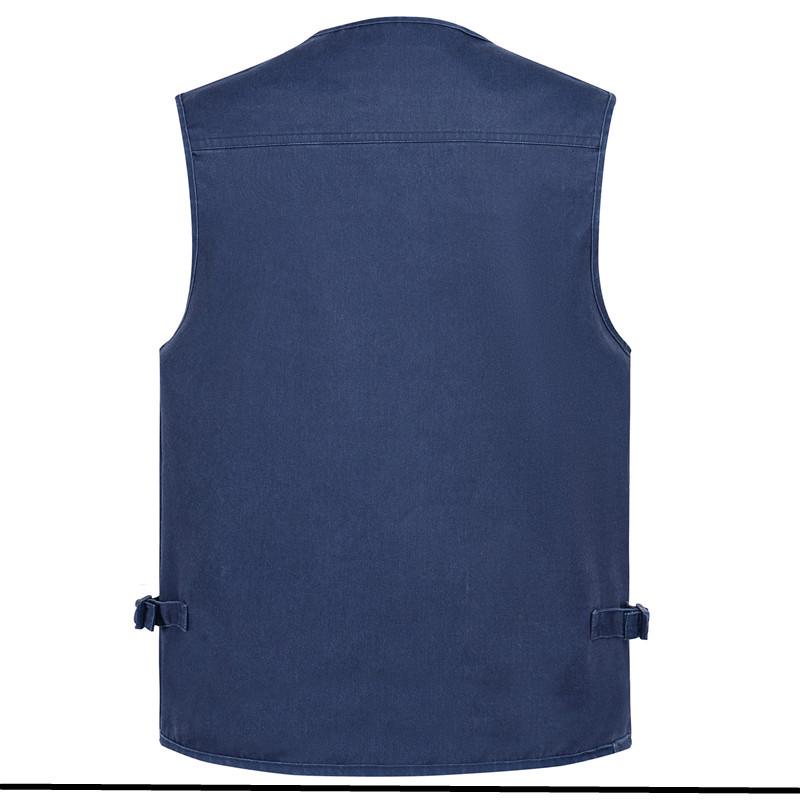 Men's Army Green Multi-Pocket Cotton Tank Top, Plus Size 10XL, Spring/Autumn Wear